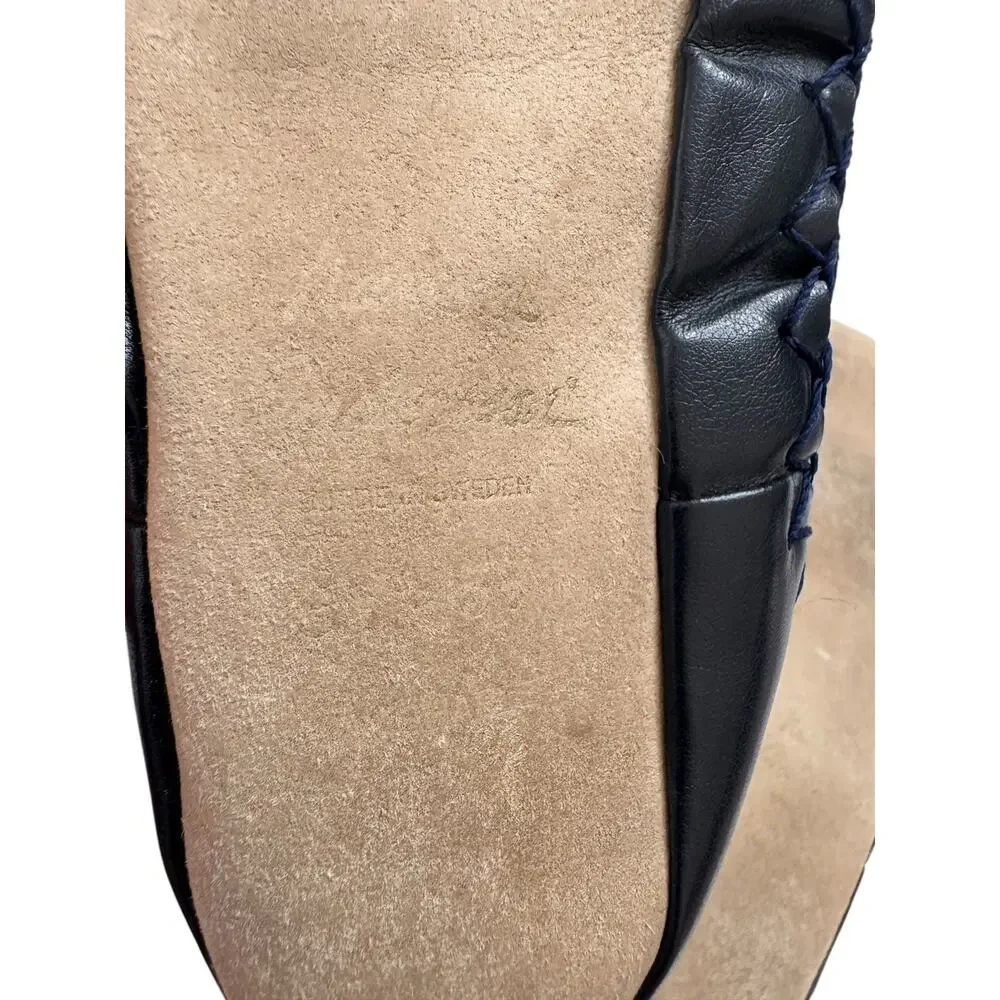 HANNA ANDERSSON Leather Bottom Soft Slipper Sock Size 3-5 Kids Navy Blue